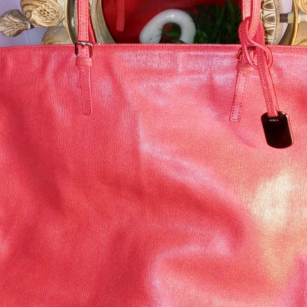Furla Orange Leather Tote